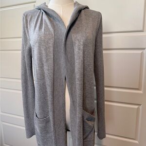 Gray Hooded Women's Cardigan